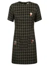 5*progress Green Houndstooth Wool Blend Short Dress In Green