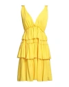 5rue Woman Mini Dress Yellow Size M Polyester, Lyocell In Yellow