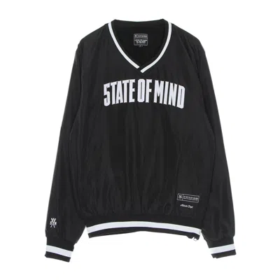 5tate Of Mind Felt College Man Campus Fleece Crewneck Black