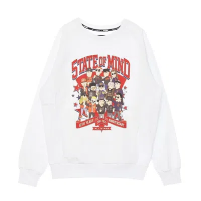 5tate Of Mind Men's Crewneck Lightweight Sweatshirt 10th Years Anniversary All Star5 White