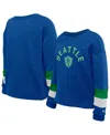 5th & Ocean By New Era Big Boys And Girls Â Blue Seattle Sounders Fc High-low Crewneck Sweatshirt In Blue