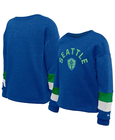 5th & Ocean Kids' By New Era Big Boys And Girls Â Blue Seattle Sounders Fc High-low Crewneck Sweatshirt