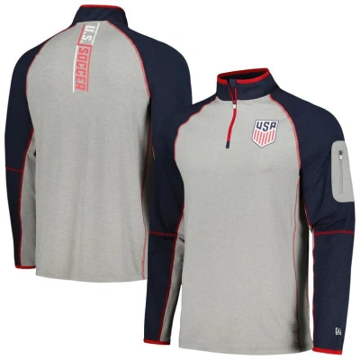 5th And Ocean By New Era 5th & Ocean By New Era Gray Usmnt Active Raglan Quarter-zip Pullover