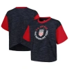 5TH AND OCEAN BY NEW ERA 5TH & OCEAN BY NEW ERA NAVY USWNT ATHLETIC CROSS BACK CROPPED T-SHIRT