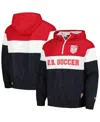 5th & Ocean Men's By New Era Navy Usmnt Throwback Quarter-zip Windbreaker Jacket In Navy