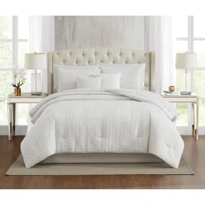 5th Avenue Lux Annabelle Geo Champagne 9 Piece Queen Comforter Set In Gray