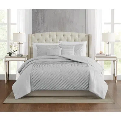 5th Avenue Lux James Pleated Silver 9 Piece King Comforter Set In Multiple