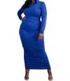 5th Culture Hooded Maxi Dress In Royal Blue In Blue
