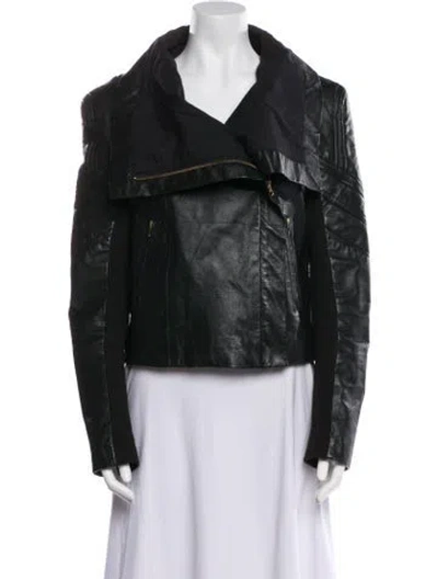 Pre-owned 6 Shore Road Leather Biker Jacket In Black