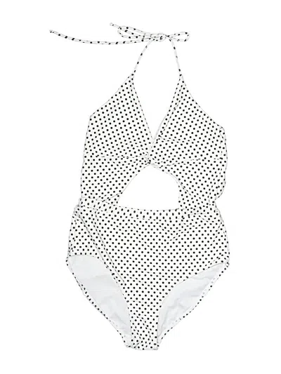 Pre-owned 6 Shore Road Swimsuit Top White Polka Dots Pattern Swimwear