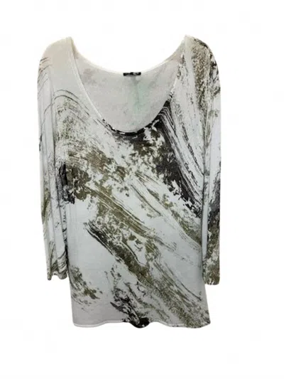 600 West Women Painted Scoop Neck Pull On Sweater In White/gold/black In Multi