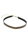 OLIVIA WELLES SNAKE SKIN EMBOSSED FAUX LEATHER CHOKER NECKLACE