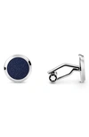 Montblanc Stainless Steel And Blue Goldstone Meisterstück Cufflinks In Blue/ Silver