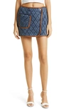 Simkhai Magali Quilted Denim Miniskirt In Washed Indigo