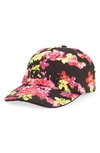 VERSACE EMBROIDERED LOGO ORCHID PRINT BASEBALL CAP