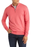 Peter Millar Crest Quarter-zip Cotton Blend Sweater In Cape Red