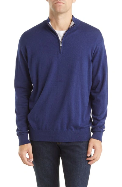 Peter Millar Crown Autumn Crest Quarter Zip Sweater In Storm Blue