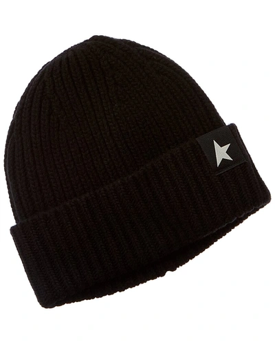 Golden Goose Star Patch Wool Beanie In Black