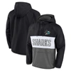 Fanatics Branded Black/gray San Jose Sharks Backhand Shooter Defender Anorak Raglan Hoodie Quarter-z In Black