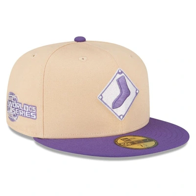 New Era Men's  Peach, Purple Chicago White Sox 2005 World Series Side Patch 59fifty Fitted Hat In Peach,purple