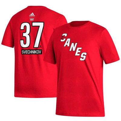 Adidas Originals Men's Adidas Andrei Svechnikov Red Carolina Hurricanes Reverse Retro 2.0 Name And Number T-shirt