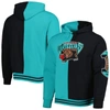 Mitchell & Ness Men's  Turquoise, Black Vancouver Grizzlies Hardwood Classics Split Pullover Hoodie In Turquoise