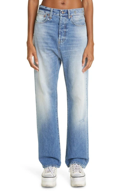 R13 Izzy Drop Crotch Straight Leg Jeans In Blue