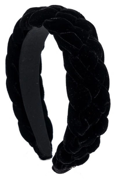 Alexandre De Paris Braided Velvet Headband In Black