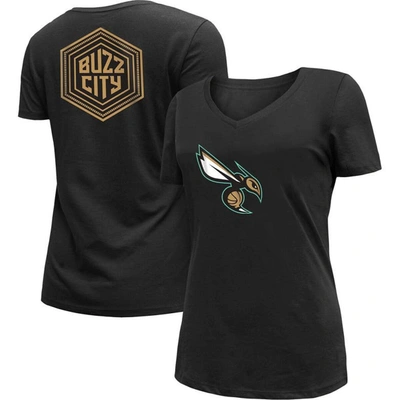 New Era Women's  Black Charlotte Hornets 2022/23 City Edition V-neck T-shirt