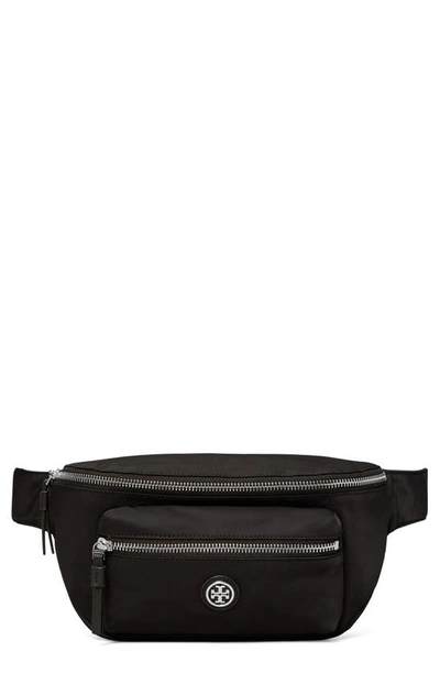 Tory Burch Zip Recycled Nylon Belt Bag In Black