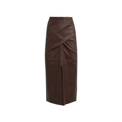Brunello Cucinelli Leather Skirt In Red