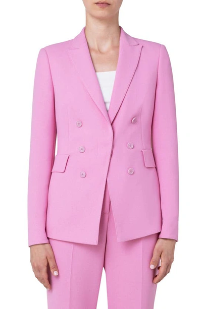 Akris Punto Double-breasted Pebble Crepe Sable Blazer In Pink