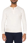 Liverpool Los Angeles Cotton Slub Knit Henley In Egret