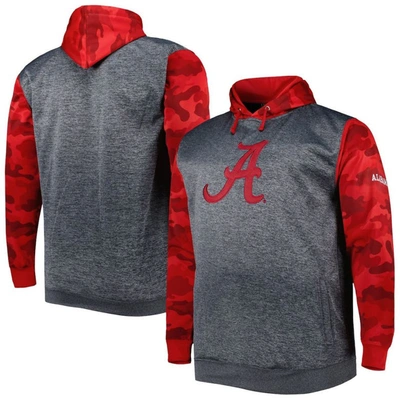 Profile Men's Heather Charcoal Alabama Crimson Tide Big And Tall Raglan Fleece Pullover Hoodie