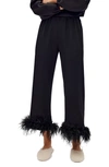 SLEEPER PARTY PAJAMA PANTS WITH REMOVABLE OSTRICH FEATHER TRIM