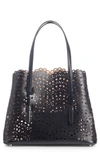 Alaïa Small Mina Perforated Leather Tote In Black