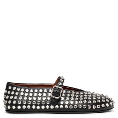 Alaïa Leather Mary Jane Flats With Allover Studs In Noir