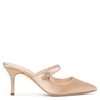 MANOLO BLAHNIK CAMPARIMU JEWEL 70 NUDE SATIN MULES