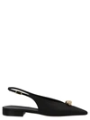 Lanvin Pointed Toe Black Satin Ballerinas With Slingback Design In Black