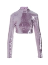 Rotate Birger Christensen Rotate By Birgerchristensen Sequin Turtleneck Cropped Top Clothing In Purple