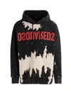 Dsquared2 Reverse Logo-print Bleached Hoodie In White/black