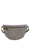 Clare V Grande Woven Leather Belt Bag In Black And Cream Checker