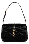 Saint Laurent Le 5 A 7 Quilted Patent Shoulder Bag In Nero/ Nero