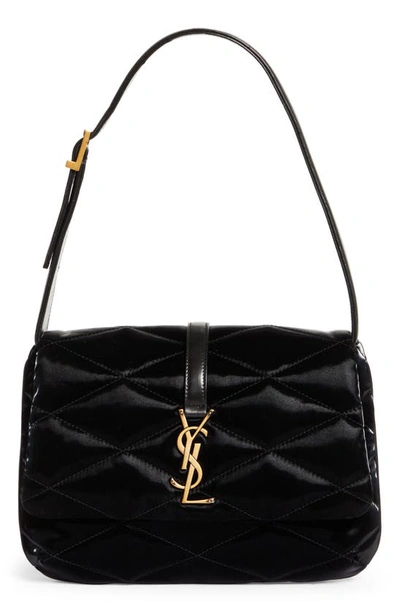 Saint Laurent Le 5 A 7 Quilted Patent Shoulder Bag In Black