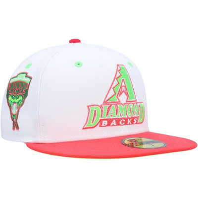 New Era Men's  White, Coral Arizona Diamondbacks 1998 Inaugural Season Strawberry Lolli 59fifty Fitte In White,coral