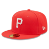 NEW ERA NEW ERA RED PITTSBURGH PIRATES LAVA HIGHLIGHTER LOGO 59FIFTY FITTED HAT