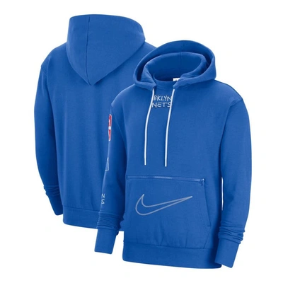 Nike Brooklyn Nets Courtside City Edition  Men's Nba Fleece Pullover Hoodie In Blue