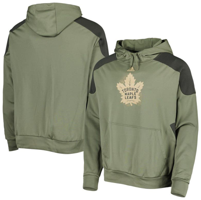 Adidas Originals Adidas Olive Toronto Maple Leafs Military Appreciation Primegreen Pullover Hoodie