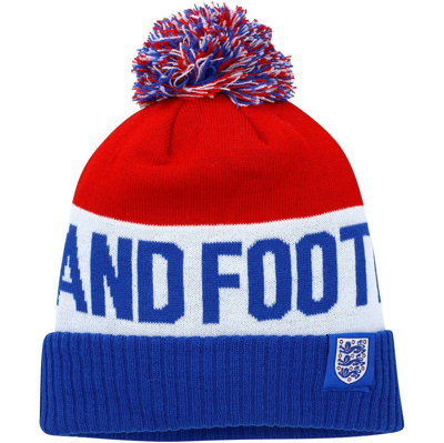 Nike Men's  Blue, Red England National Team Classic Stripe Cuffed Knit Hat With Pom In Blue,red