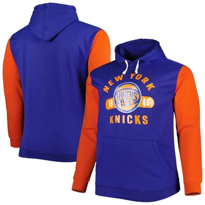Fanatics Men's  Blue And Orange New York Knicks Big And Tall Bold Attack Pullover Hoodie In Blue,orange